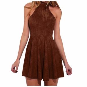 Faux Suede Lace Up Dress
